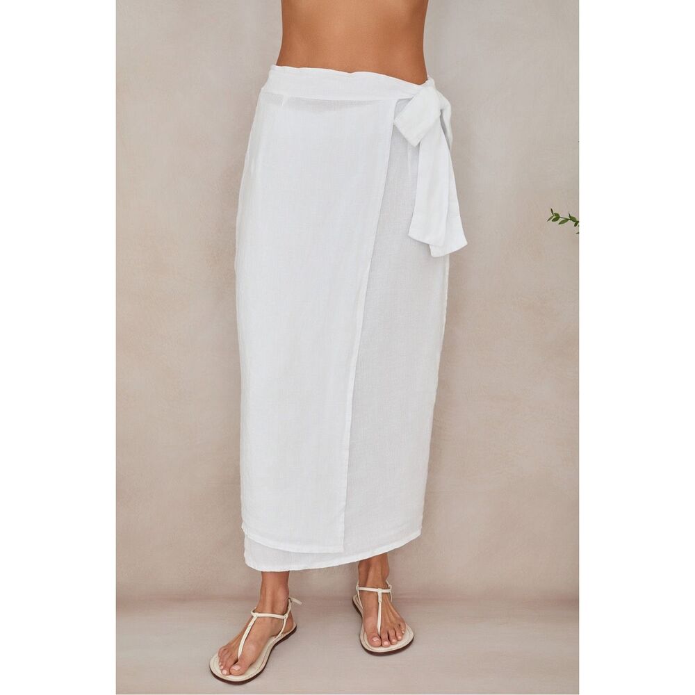 Milio Milano Linen Wrap Skirt white XS new